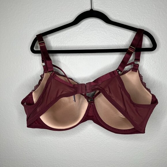Adore Me 44DD Marca Burgundy Contour Lace Strappy Underwire Bra - Picture 7 of 10